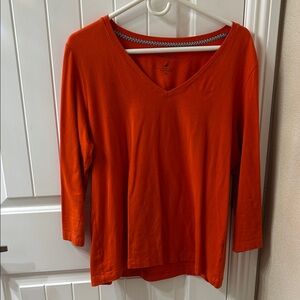 Nautica Women's Bright Orange Long Sleeve Tee